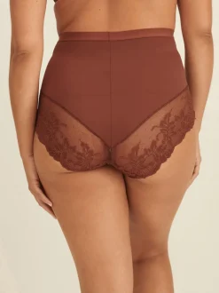 Chocolat Nude - Imprimé Gainant Culotte brésilienne dos lacé 2 Lot
