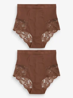 Chocolat Nude - Imprimé Gainant Culotte brésilienne dos lacé 2 Lot