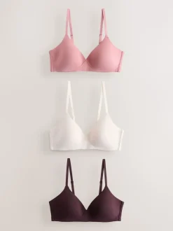 Chocolat/rose/crème - Lot de 3 soutiens-gorge en mélange de coton Ultimate Comfort