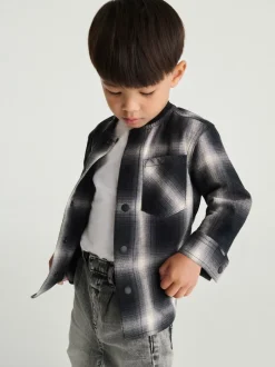 Chèque Mono Core - Chemise à carreaux avec col de baseball à manches longues (3mois7ans)