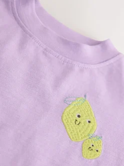 Citron violet - T-shirt brodé à manches courtes (3mois à7ans)
