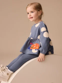 Coccinelle bleu marine - Ensemble haut péplum à manches longues et legging (3 mois-7 ans)