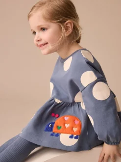 Coccinelle bleu marine - Ensemble haut péplum à manches longues et legging (3 mois-7 ans)