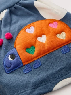 Coccinelle bleu marine - Ensemble haut péplum à manches longues et legging (3 mois-7 ans)