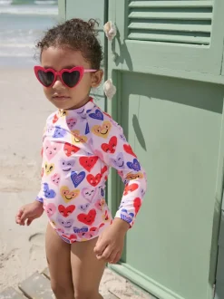 Coeur rose - Ensemble de bain Sunsafe à manches longues (3mois7ans)
