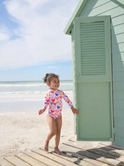 Coeur rose - Ensemble de bain Sunsafe à manches longues (3mois7ans)