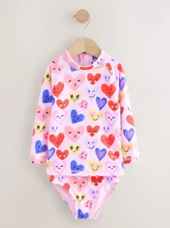 Coeur rose - Ensemble de bain Sunsafe à manches longues (3mois7ans)