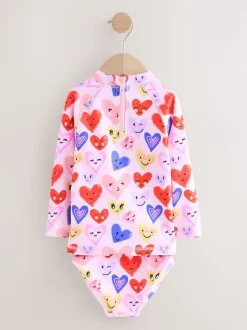 Coeur rose - Ensemble de bain Sunsafe à manches longues (3mois7ans)
