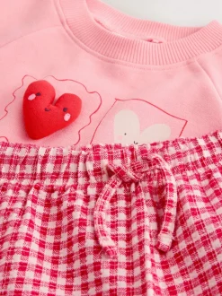 Coeur rose - Ensemble Sweat-shirt et Pantalons Amples (3mois-7ans)