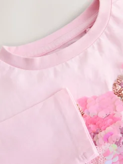 Coeur rose - Haut à manches longues à sequins (3-16ans)