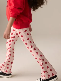 Coeur rose - Leggings évasés à côtes (3-16ans)