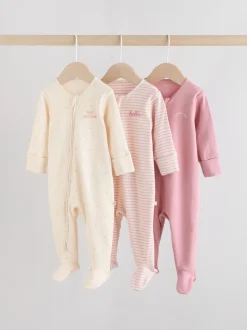 Coeur rose - Lot de 3 dors-bien bébé à fermeture éclair bidirectionnelle (0-2ans)