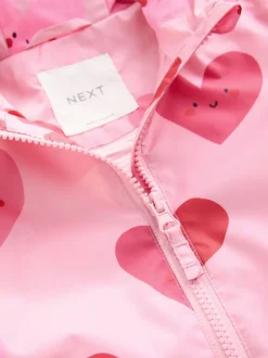 Coeur rose - Veste Cagoule imprimée imperméable (3 mois-7 ans)