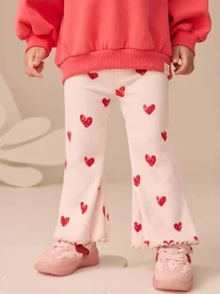 Coeur rose clair - Leggings évasés à côtes (3mths-7yrs)