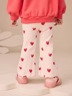 Coeur rose clair - Leggings évasés à côtes (3mths-7yrs)