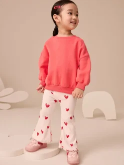 Coeur rose clair - Leggings évasés à côtes (3mths-7yrs)