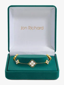 Coffret cadeau Jon Richard bracelet trèfle en cristal Jet