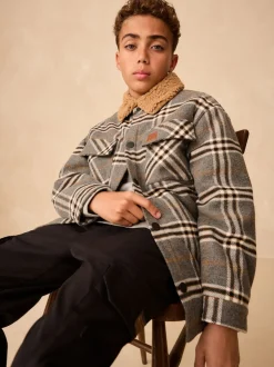 Col Gris À carreaux borg - Veste-chemise doublée (3-16ans)