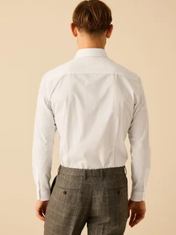 Col Penny blanc - Chemises intelligentes faciles d’entretien à poignets simples