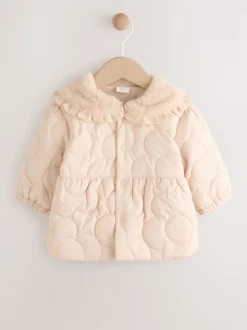 Col surdimensionné neutre - Veste matelassée en fausse fourrure pour bébé (0mois à2ans)