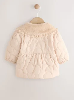Col surdimensionné neutre - Veste matelassée en fausse fourrure pour bébé (0mois à2ans)