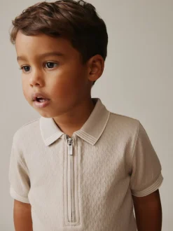Col zippé neutre - Ensemble polos et shorts de manches (3mois-7ans)