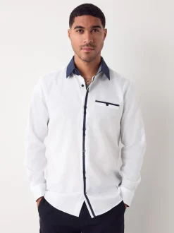 Collier Blanc Hatch Contrat - Chemise de soirée élégante à manches longues