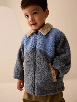 Color block anthracite/bleu/fauve - Borg Polaire Shacket (3mths-7yrs)