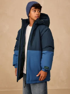 color block bleu - Manteau matelassé intérieur imperméable (3-16ans)