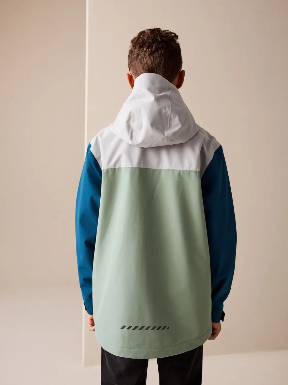 Color block bleu/vert - Veste à capuche imperméable doublée de polaire (3-17ans)