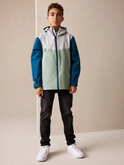 Color block bleu/vert - Veste à capuche imperméable doublée de polaire (3-17ans)