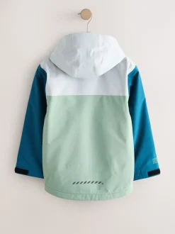 Color block bleu/vert - Veste à capuche imperméable doublée de polaire (3-17ans)
