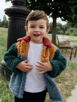 Colorblock bleu/jaune vif - Borg Polaire Shacket (3mths-7yrs)