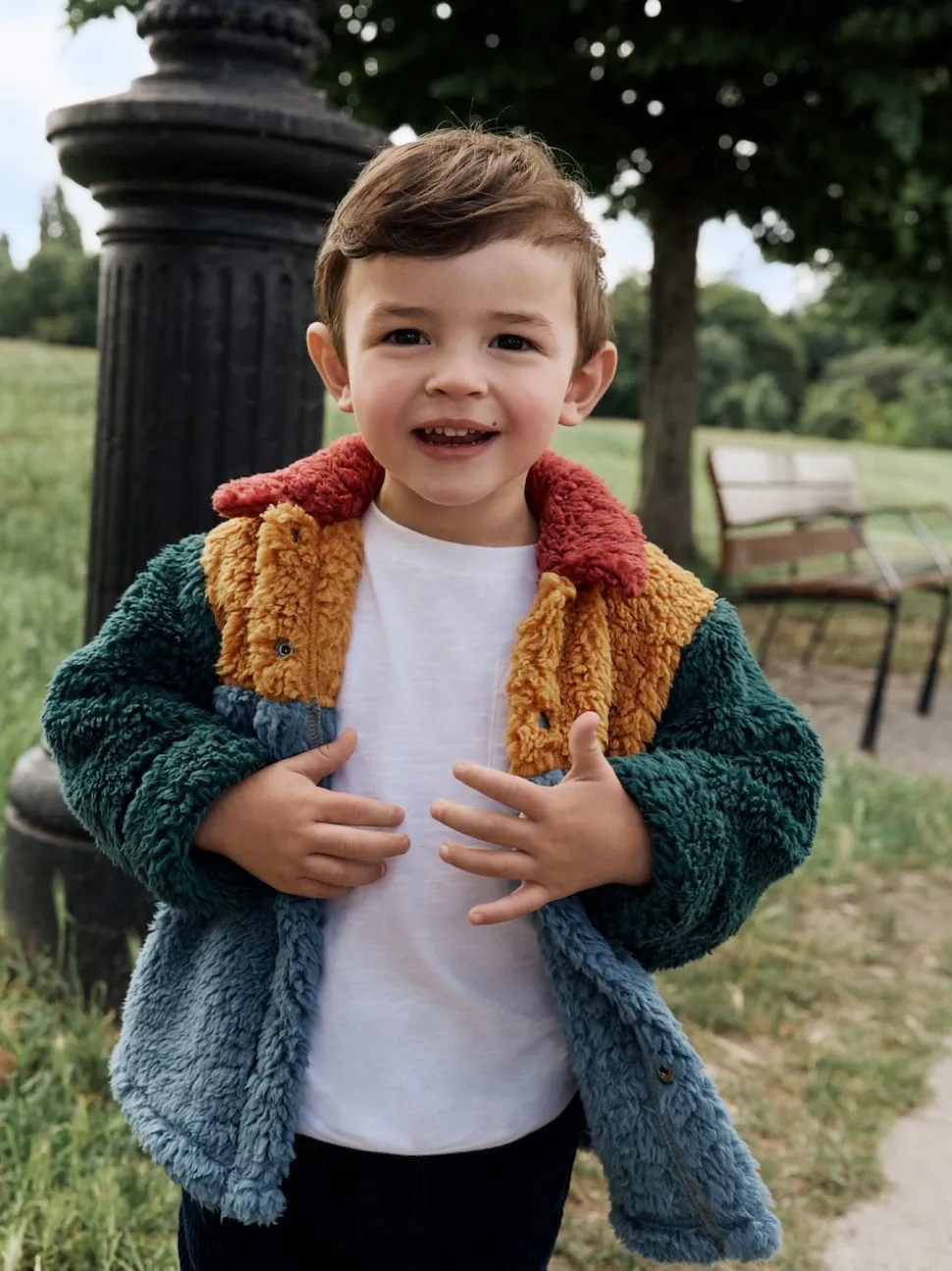 Colorblock bleu/jaune vif - Borg Polaire Shacket (3mths-7yrs)