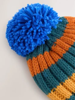 Coloris divers - Ensemble 2 pièces bonnet et mitaines à pompons brodés (3mois-10ans)