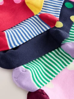 Coloris divers - Lot de 5 paires de chaussettes à rayures et à pois en coton