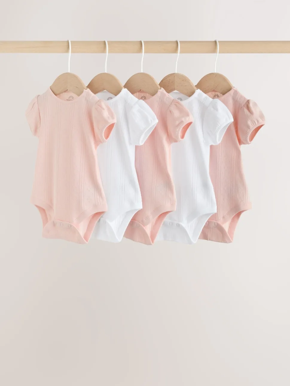 Coloris pastel - Lot de 5 bodys à manches courtes en maille pointelle pour bébé