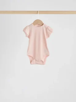 Coloris pastel - Lot de 5 bodys à manches courtes en maille pointelle pour bébé