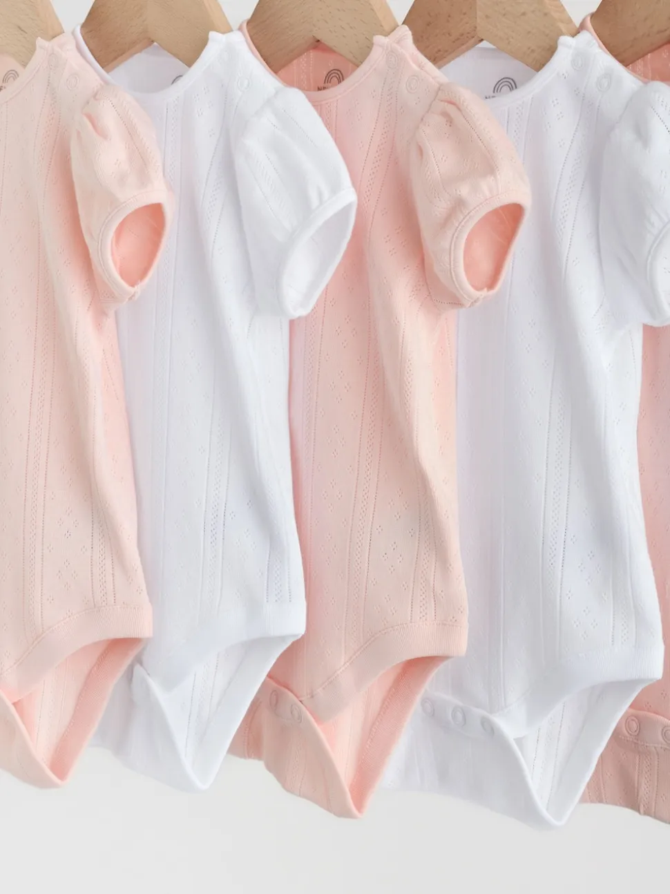 Coloris pastel - Lot de 5 bodys à manches courtes en maille pointelle pour bébé