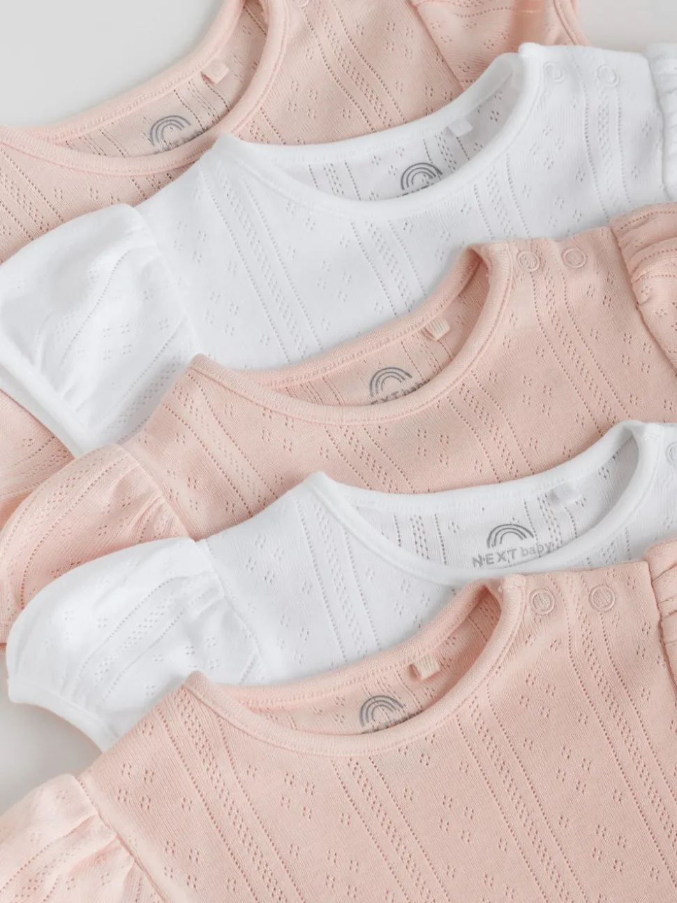 Coloris pastel - Lot de 5 bodys à manches courtes en maille pointelle pour bébé