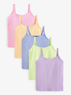 Coloris pastel - Lot de 5 débardeurs côtelés (2-16 ans)