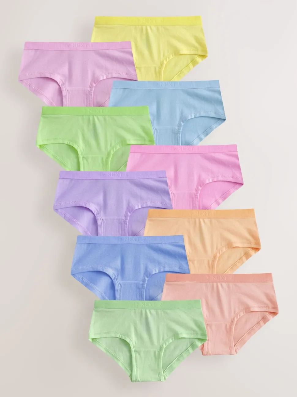 Coloris pastel - Paquet de slips taille basse 10 (2-16ans)