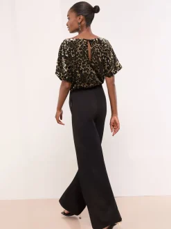 Combinaison Lipsy sans manches à col bénitier imprimé léopard