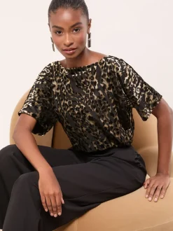 Combinaison Lipsy sans manches à col bénitier imprimé léopard