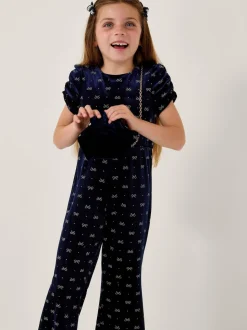 Combinaison évasée en velours orné d'Monsoon nœud