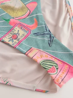 Conversation vert/rose - Bas de bikini Imprimé