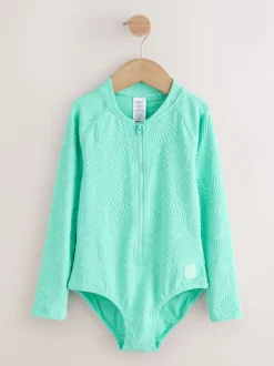 Coquille vert menthe - Maillot de bain à Texture Manches longues (3-16ans)