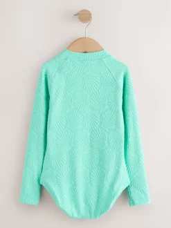 Coquille vert menthe - Maillot de bain à Texture Manches longues (3-16ans)