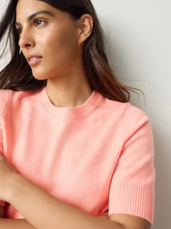 Corail Fluro - Haut super doux en maille à manches courtes