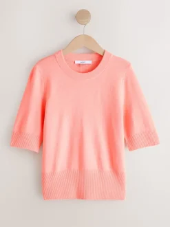 Corail Fluro - Haut super doux en maille à manches courtes